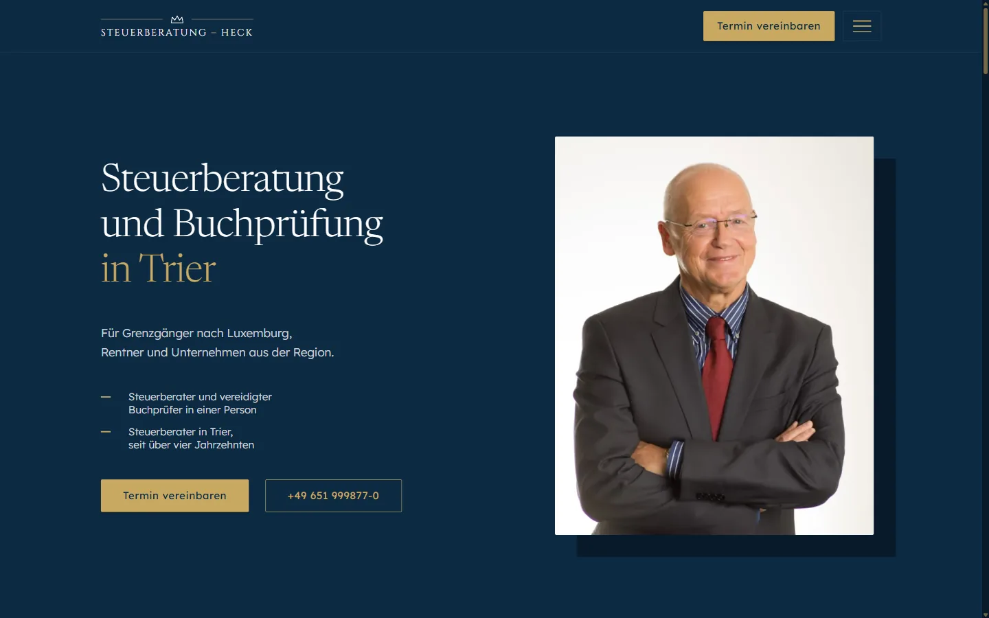 Live-Website Steuerberatung Heck, Steuerkanzlei Trier