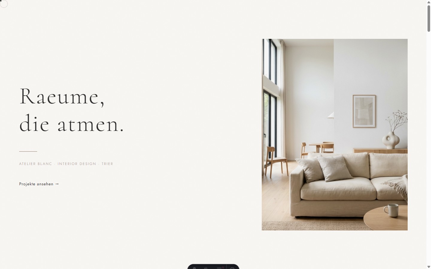 Stilvorschau Quiet Luxury, Webdesign-Beispiel für Premium & Lifestyle